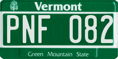 VT license plate PNF082