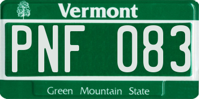 VT license plate PNF083