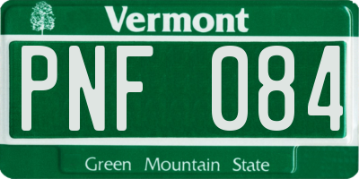VT license plate PNF084
