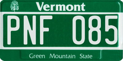 VT license plate PNF085