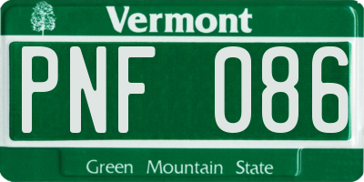 VT license plate PNF086