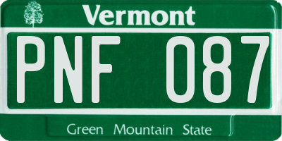 VT license plate PNF087