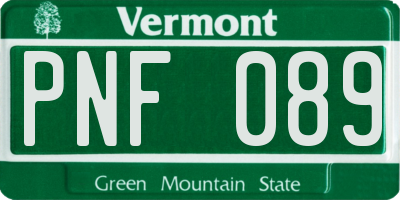 VT license plate PNF089