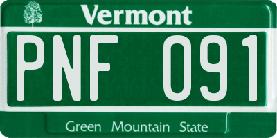 VT license plate PNF091