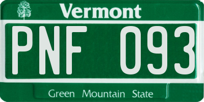 VT license plate PNF093