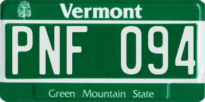 VT license plate PNF094