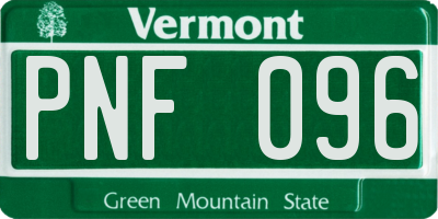 VT license plate PNF096