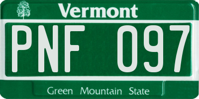 VT license plate PNF097