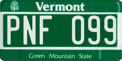 VT license plate PNF099