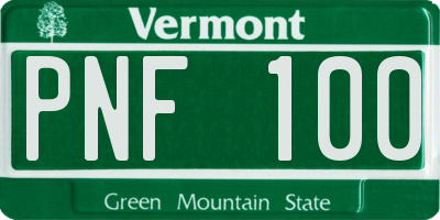 VT license plate PNF100