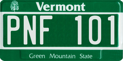 VT license plate PNF101