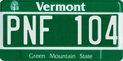 VT license plate PNF104
