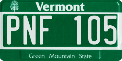 VT license plate PNF105