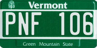 VT license plate PNF106