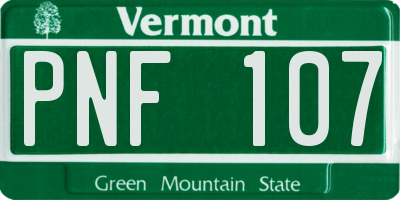 VT license plate PNF107