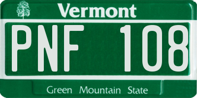 VT license plate PNF108