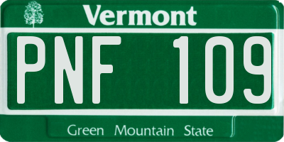 VT license plate PNF109