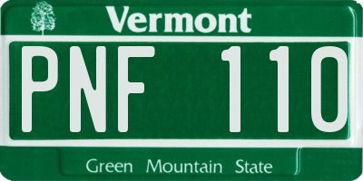 VT license plate PNF110