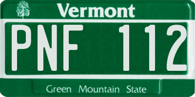 VT license plate PNF112