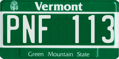 VT license plate PNF113