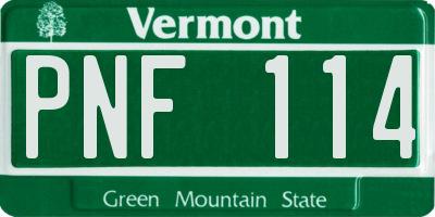 VT license plate PNF114