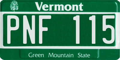 VT license plate PNF115