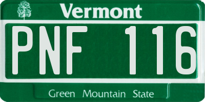 VT license plate PNF116