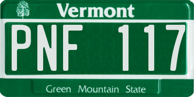 VT license plate PNF117