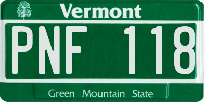VT license plate PNF118