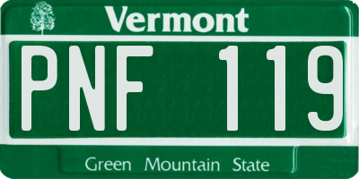 VT license plate PNF119
