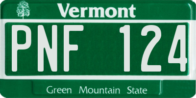 VT license plate PNF124
