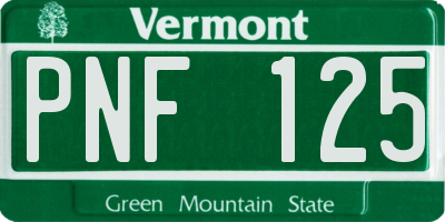 VT license plate PNF125