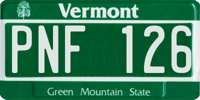 VT license plate PNF126