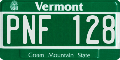 VT license plate PNF128