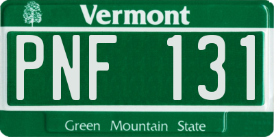 VT license plate PNF131