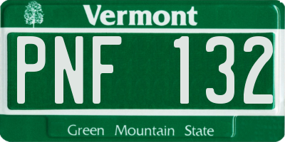 VT license plate PNF132