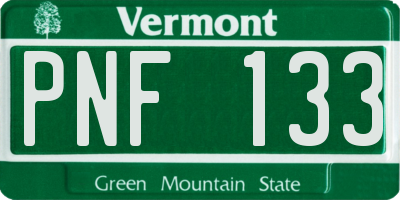 VT license plate PNF133
