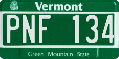VT license plate PNF134
