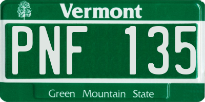 VT license plate PNF135