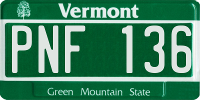 VT license plate PNF136