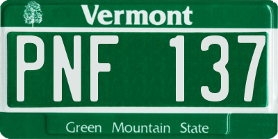VT license plate PNF137
