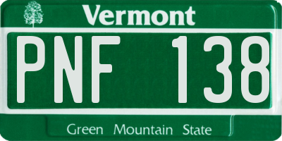 VT license plate PNF138