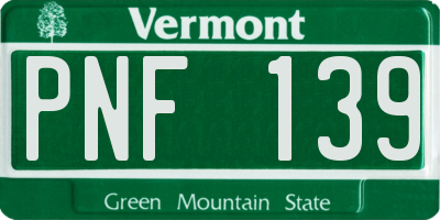 VT license plate PNF139