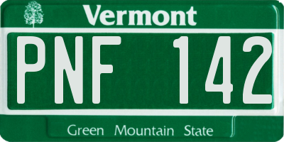 VT license plate PNF142