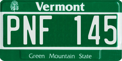 VT license plate PNF145