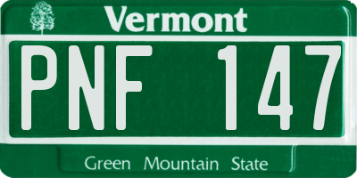 VT license plate PNF147