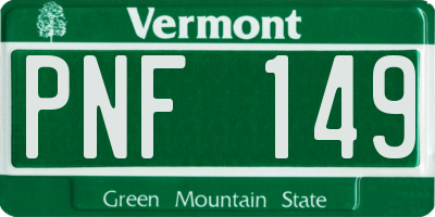 VT license plate PNF149