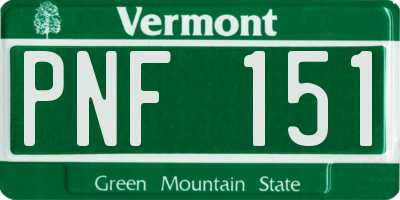 VT license plate PNF151