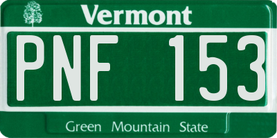 VT license plate PNF153