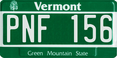 VT license plate PNF156